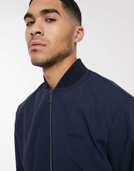 Calvin klein navy bomber jacket online