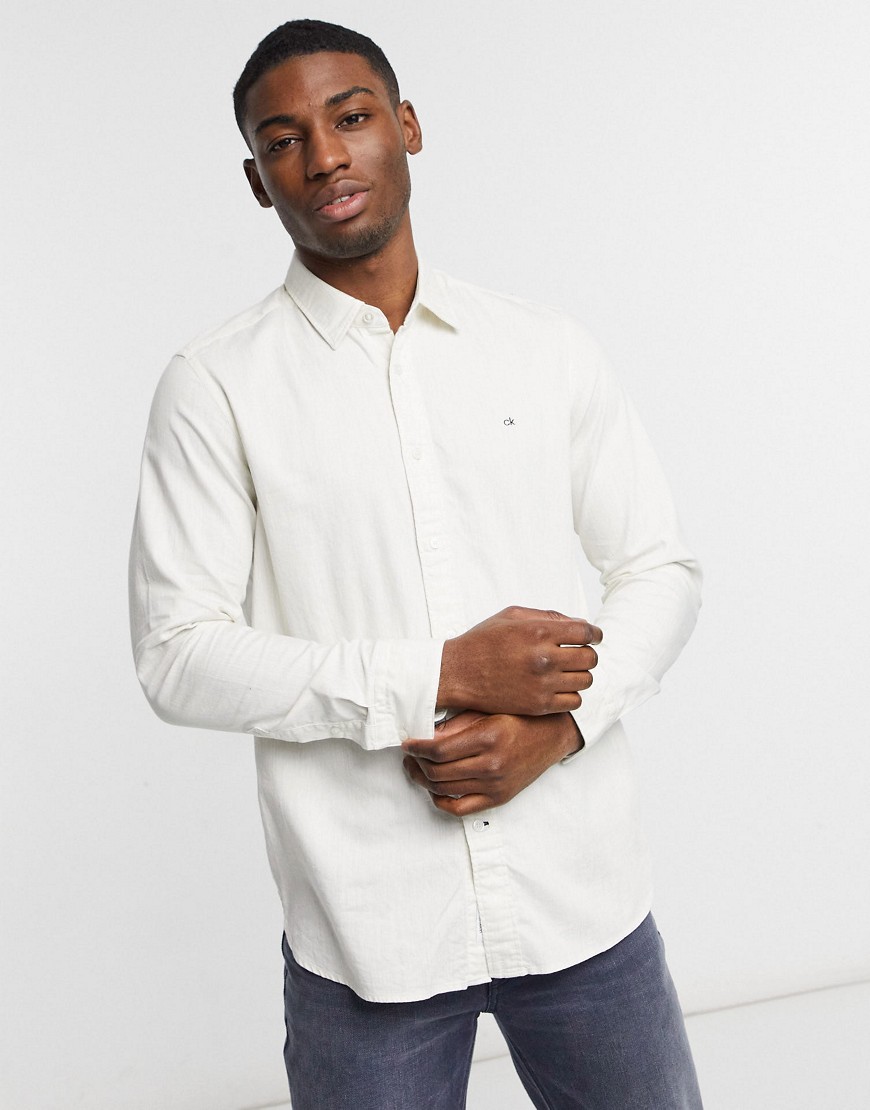 Calvin Klein two tone heather twill shirt-White
