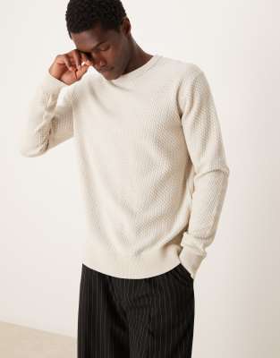 Calvin Klein Two Tone Knit Sweater In Beige-neutral