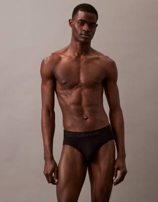 Calvin Klein Ultra Soft Modal 3 Pack Hip Briefs In Black