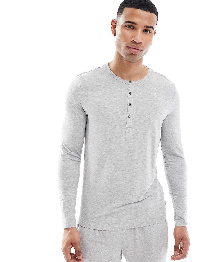 Calvin Klein ultra soft modern long sleeve pyjama top in grey heather