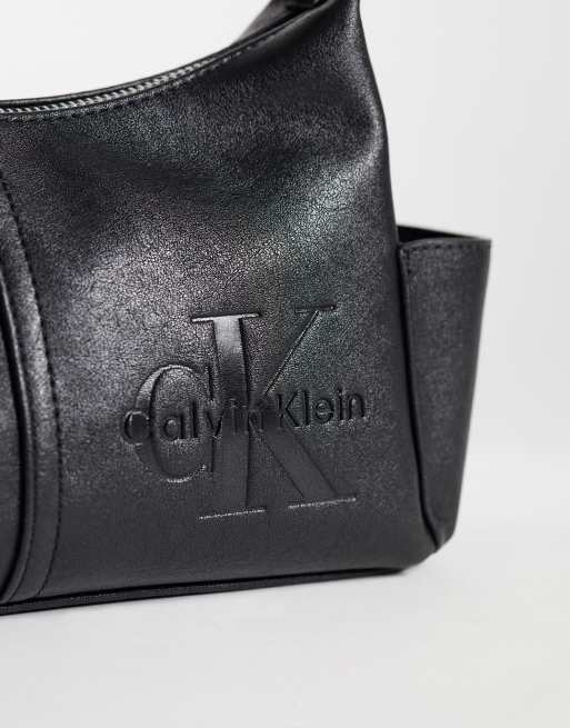 Calvin Klein – Umhängetasche in Schwarz mit Fächern und Monogramm-Logo, 3 von 4