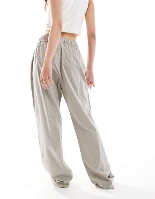 Calvin Klein - Uniseks katoenen popeline pyjamabroek in kaki streep, 3 van 4