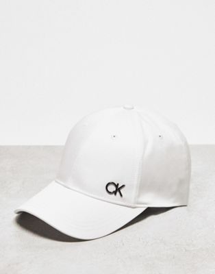 Calvin Klein Unisex bombed metal logo cap in white - ASOS Price Checker