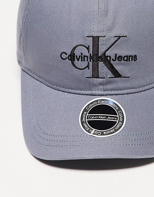 Calvin Klein Unisex Jeans Unisex embroidered monogram logo cap in gray |  ASOS
