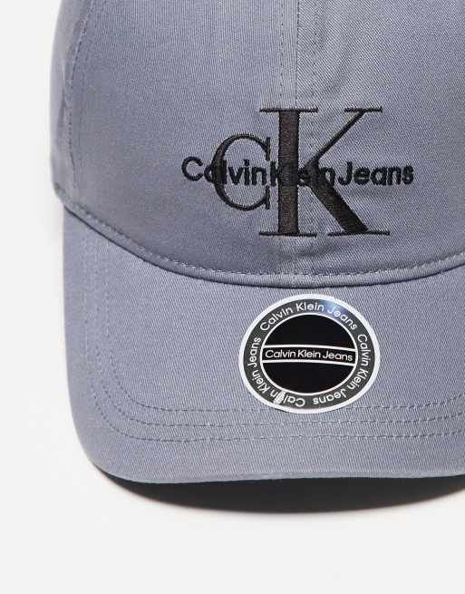 Calvin in ASOS cap gray | Unisex embroidered monogram Klein Jeans Unisex logo