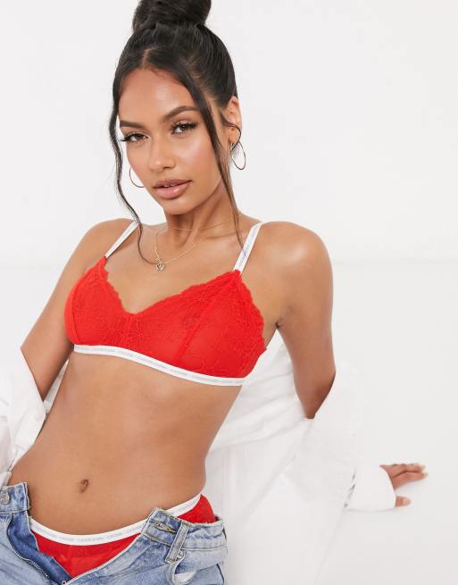 Calvin Klein unlined lingerie set in red | ASOS