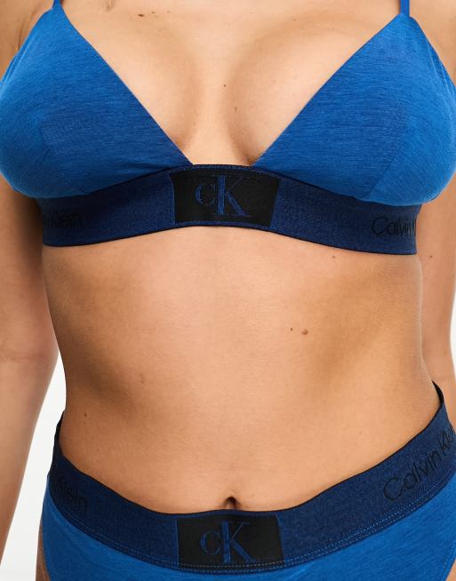 Calvin Klein Womens Logo Bralette in Navy