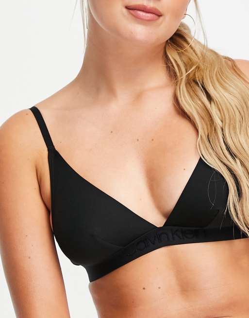 Calvin Klein unlined triangle bralette in black