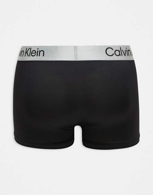 Calvin Klein – Unterhosen aus elastischer Mikrofaser im 3er-Pack in Schwarz mit grauem Bund, 3 von 3