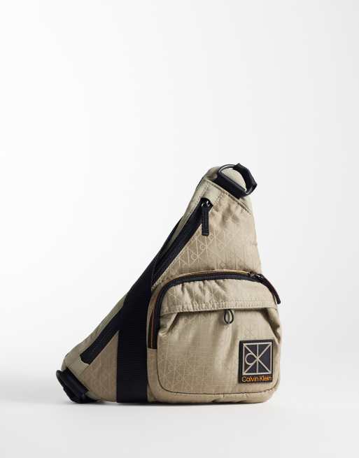 Calvin Klein utility emblem print crossbody bag in beige, 4 of 4