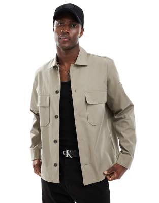 Calvin Klein utility overshirt in beige-Neutral