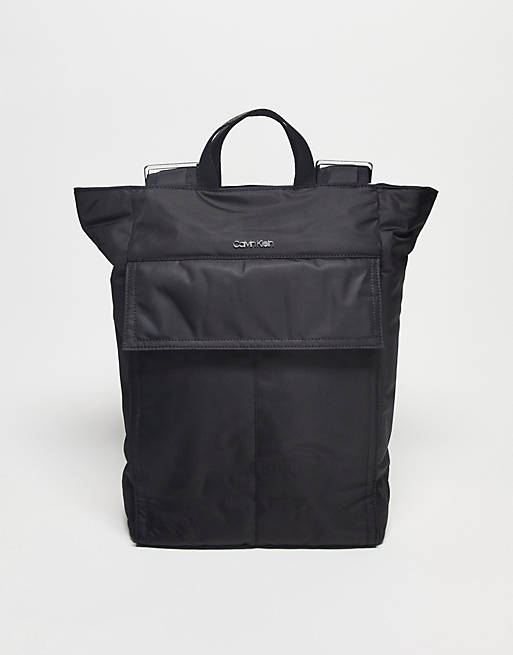 Calvin Klein utility pocket tote backpack in black | ASOS