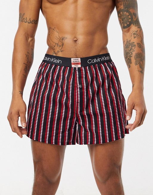 Calvin Klein Valentine's Day slim fit woven boxers in heart print