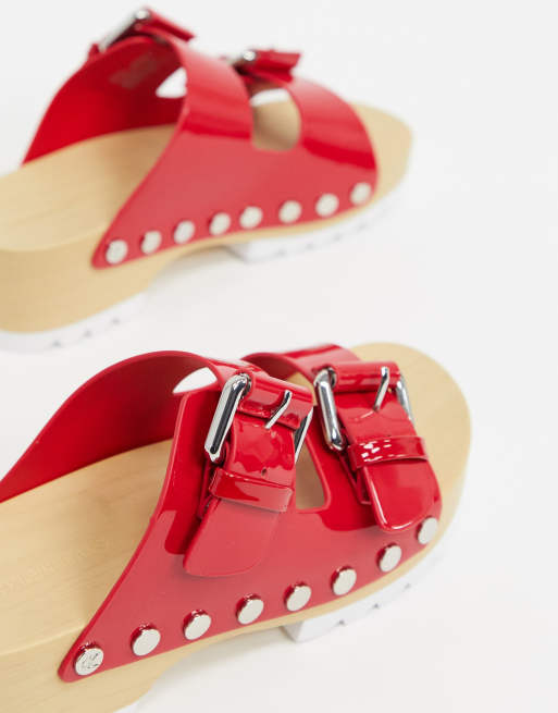Calvin Klein Vancy chunky cleated clogs in red | ASOS
