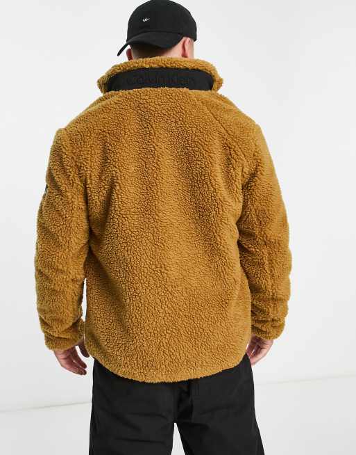 Calvin Klein - Veste zippée en imitation peau de mouton de polyester mélangé - Fauve , 2 de 4