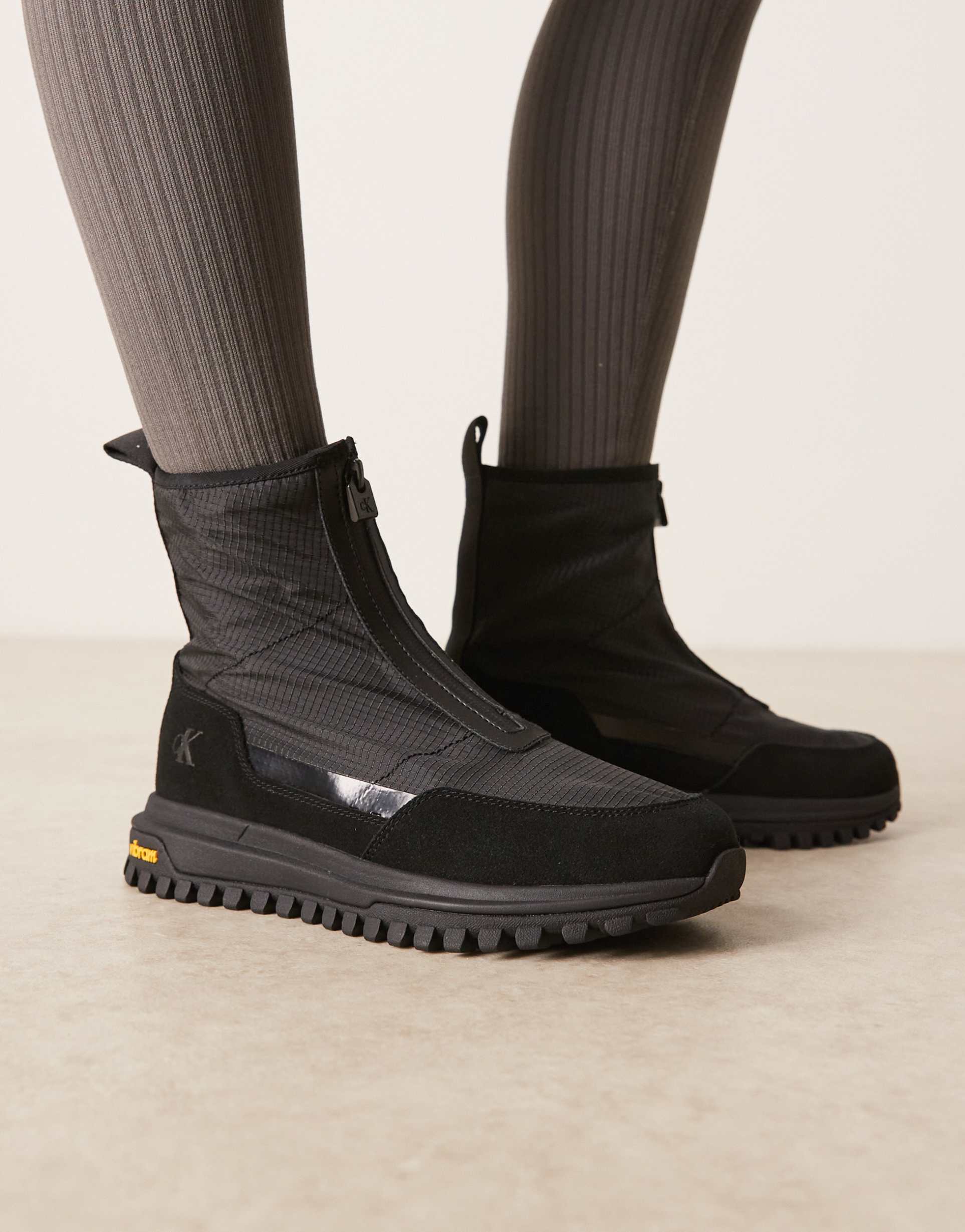 calvin klein vibram zip nylon boots in black
