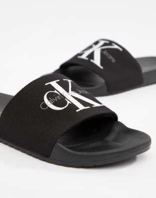 calvin klein viggo logo sliders in black