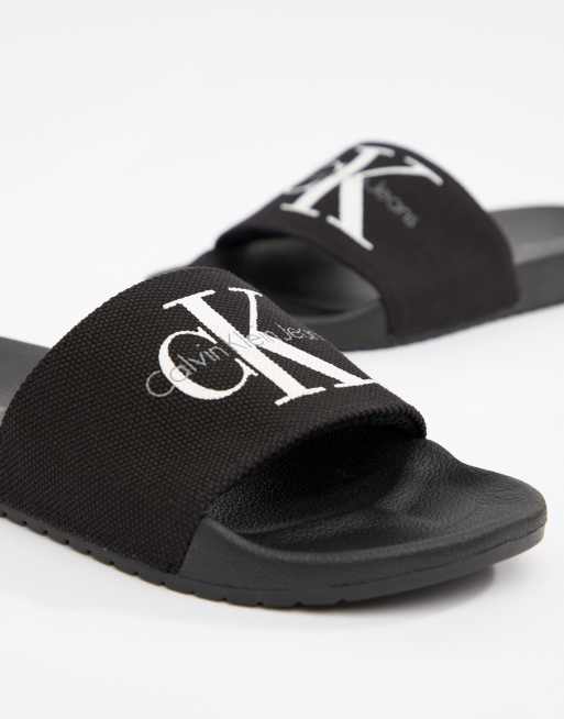 Calvin Klein Viggo Logo Sliders In Black Gabinetecivil Alshops Adidas Glide Boost Clearance Outlet Women