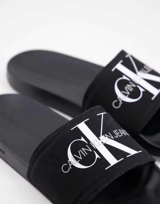 Calvin klein viggo logo sliders in black on sale