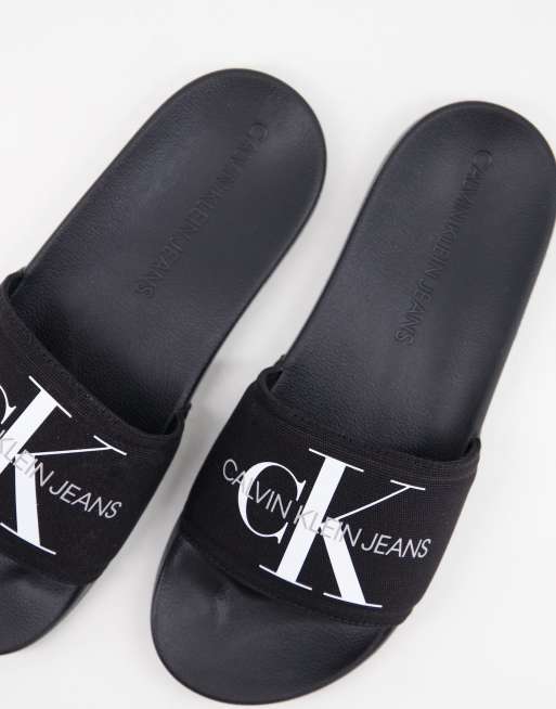 Black calvin deals klein sliders womens