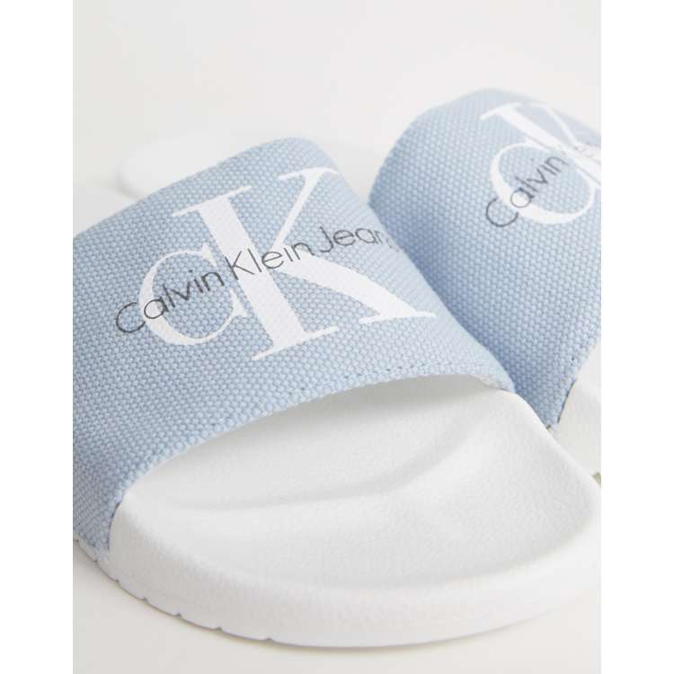 Calvin klein viggo logo sliders in sale white