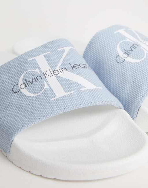 Calvin klein viggo discount logo sliders in white