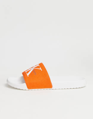 calvin klein orange sliders