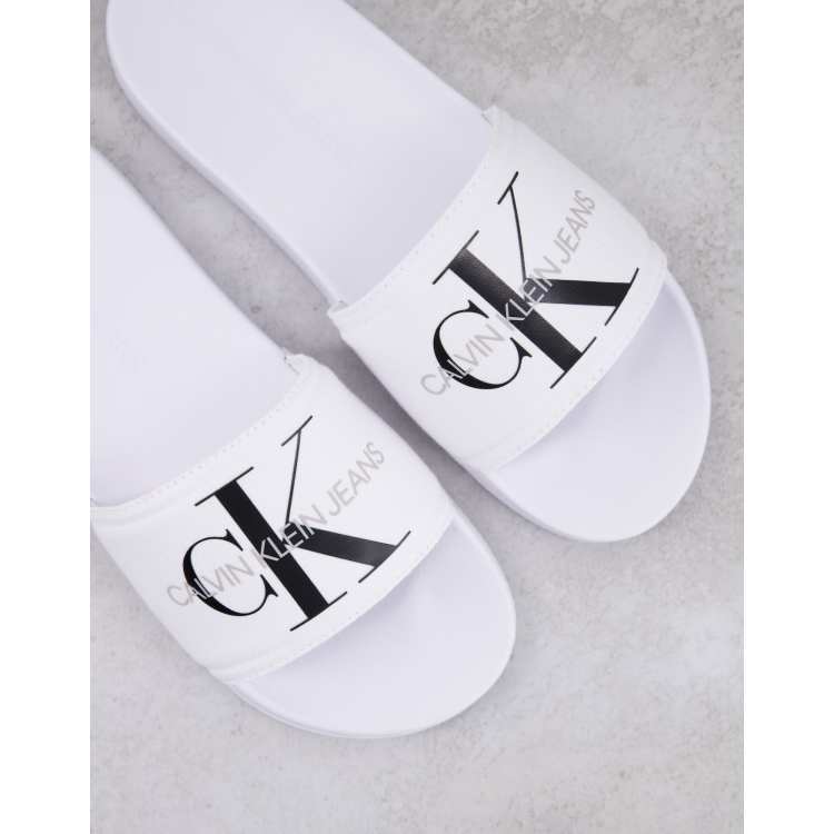 Calvin klein viggo logo sliders in on sale white