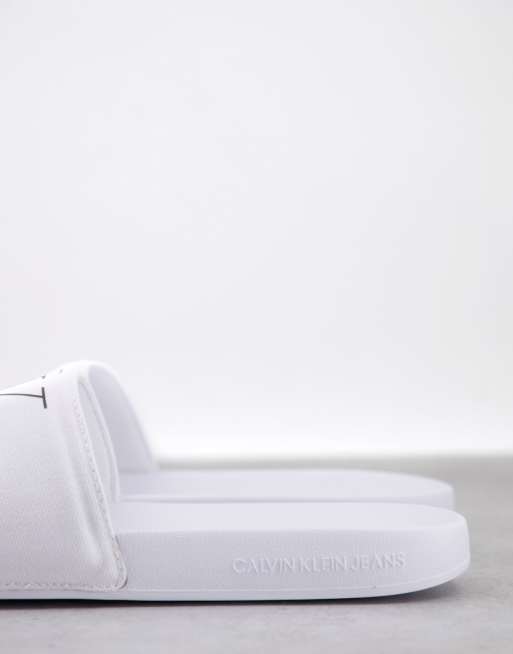 Calvin klein viggo logo sliders in white new arrivals