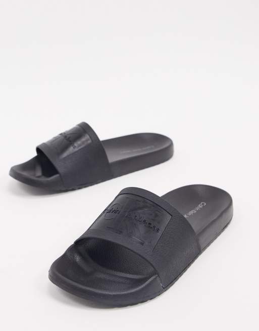 Calvin Klein vincenzo jelly sliders in black | ASOS