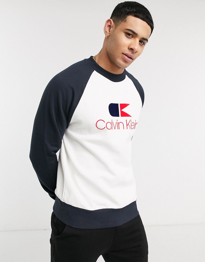 Calvin Klein vintage logo raglan sweatshirt-Navy