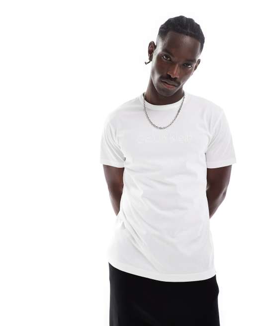 Calvin Klein – Vit, mysig t-shirt i bomull med broderad logga, 2 av 4