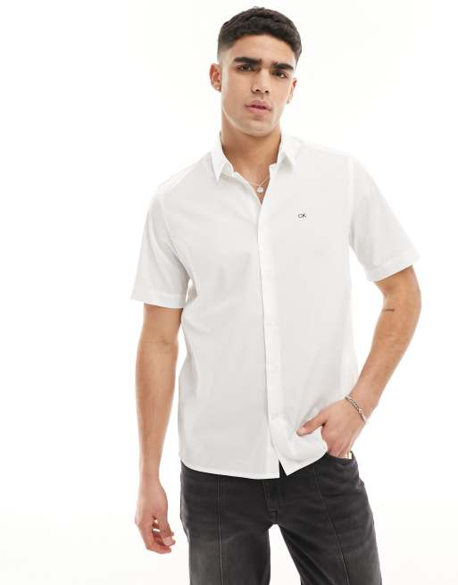 Calvin Klein – Vit skjorta i poplin och regular fit med korta ärmar och stretch, 2 av 4