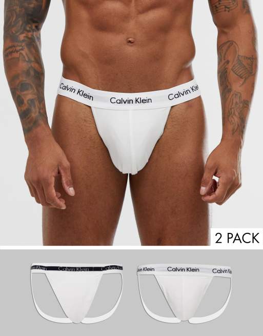 Calvin Klein – Vit suspensoar i bomull med stretch i 2-pack