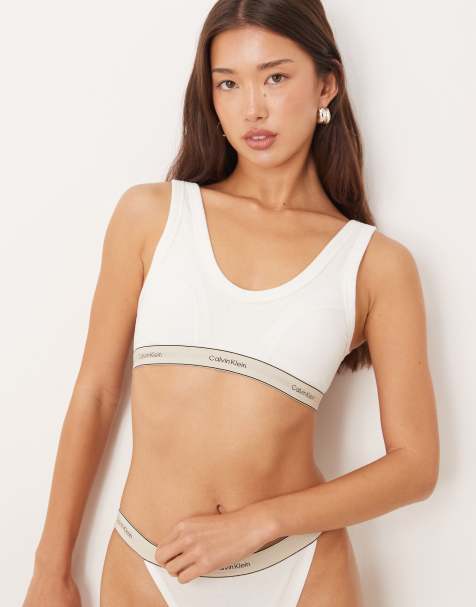 Calvin Klein – Vit, traditionell trekantsbehå med tunt foder - view 1