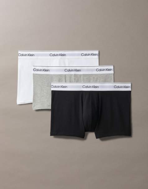 Calvin Klein – Vita och grå trunks i stretchig bomull med låg midja, 3-pack - view 1