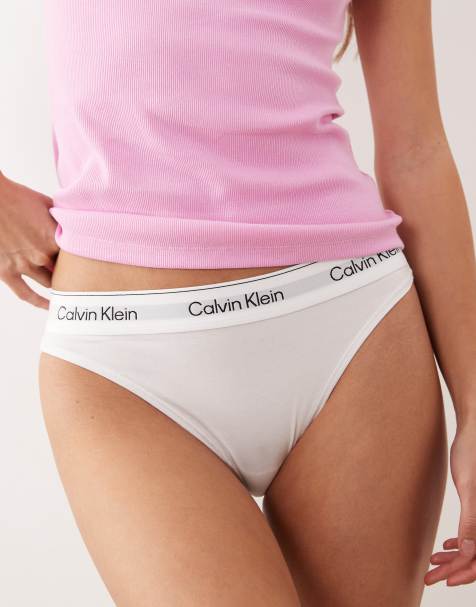 Calvin Klein – Vita trosor med hög benskärning i modal - view 1