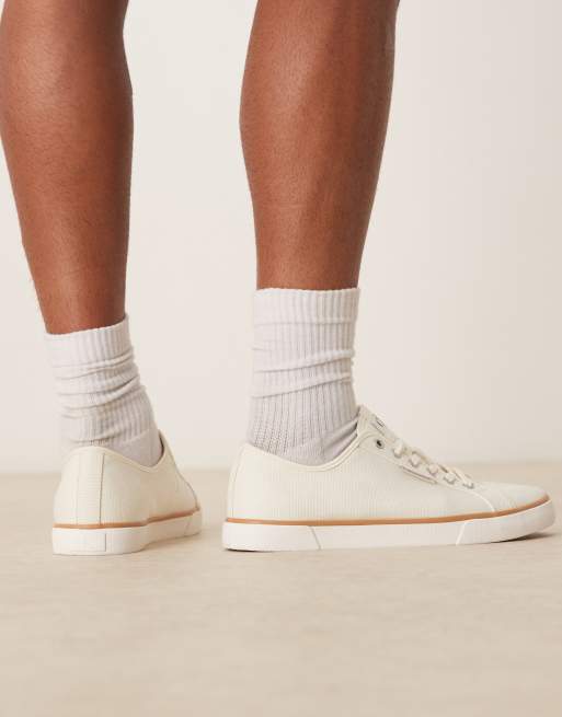 Calvin Klein vulc canvas trainers in off white, 2 of 5