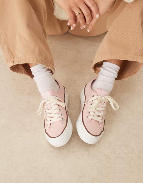 Calvin Klein vulc flatform canvas trainers in pink - view 1