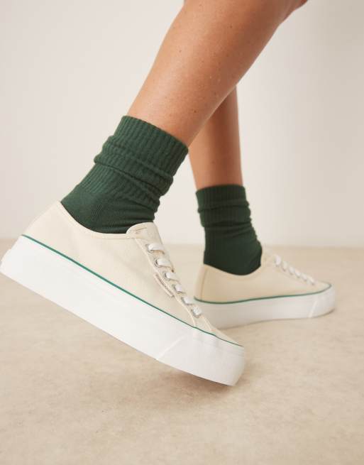 Calvin Klein – Vulc – Naturvita flatform-sneakers i canvas, 5 av 5