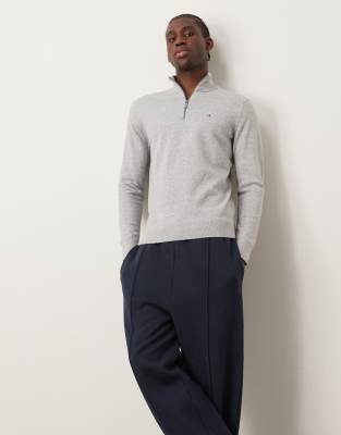 Calvin Klein Calvin Klein waffle knit 1/4 zip jumper in light grey