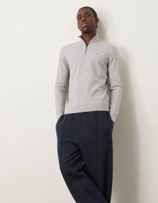 Calvin Klein Waffle Knit 1/4 Zip Sweater In Gray