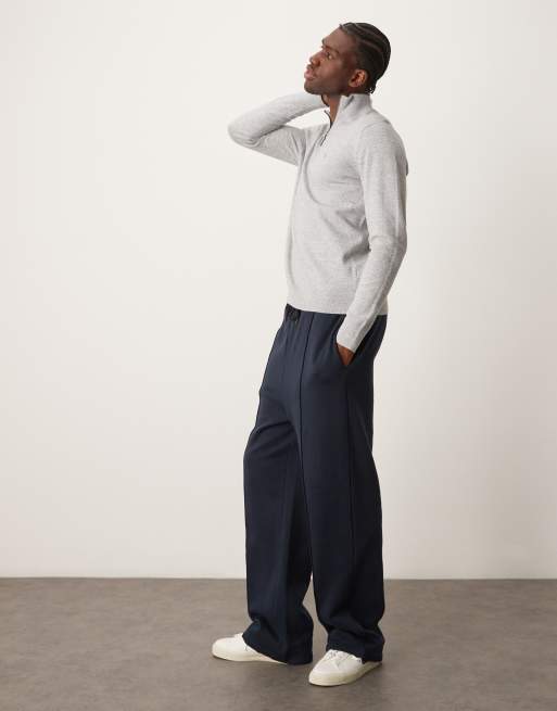 Calvin Klein waffle knit 1/4 zip sweater in light gray | ASOS