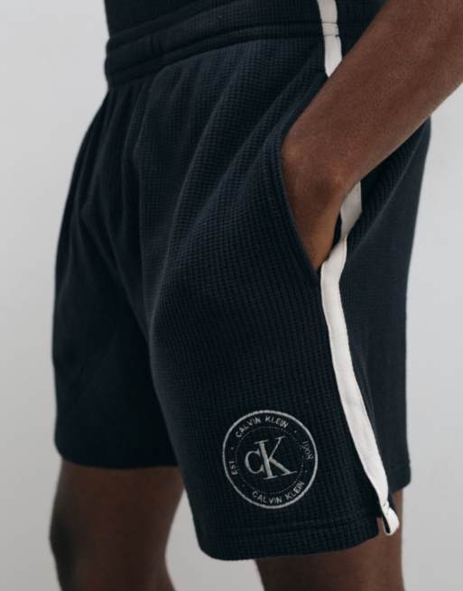 Calvin Klein waffle knit shorts with drawstrings in black - part of a set, 2 of 5
