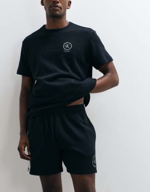 Calvin Klein waffle knit shorts with drawstrings in black - part of a set, 4 of 5