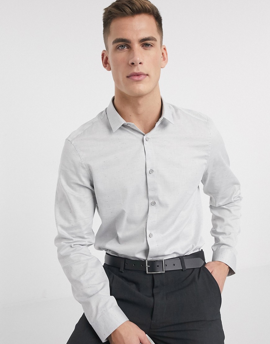 Calvin Klein Walt neps heather shirt-Grey