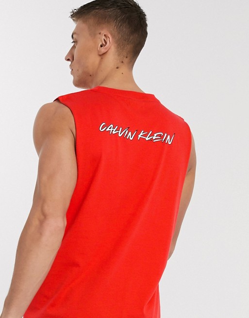 Calvin Klein Wave retro tank vest in red