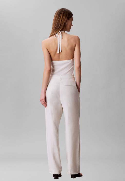 Calvin Klein – Weit geschnittene Hose aus Leinenmix in Tofu, 3 von 6