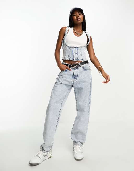 Calvin Klein – Weste aus Denim im Korsettstil in heller Waschung mit Unterbrustdesign , 2 von 4